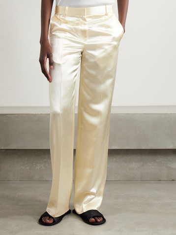 The Row Encore satin straight-leg pants
