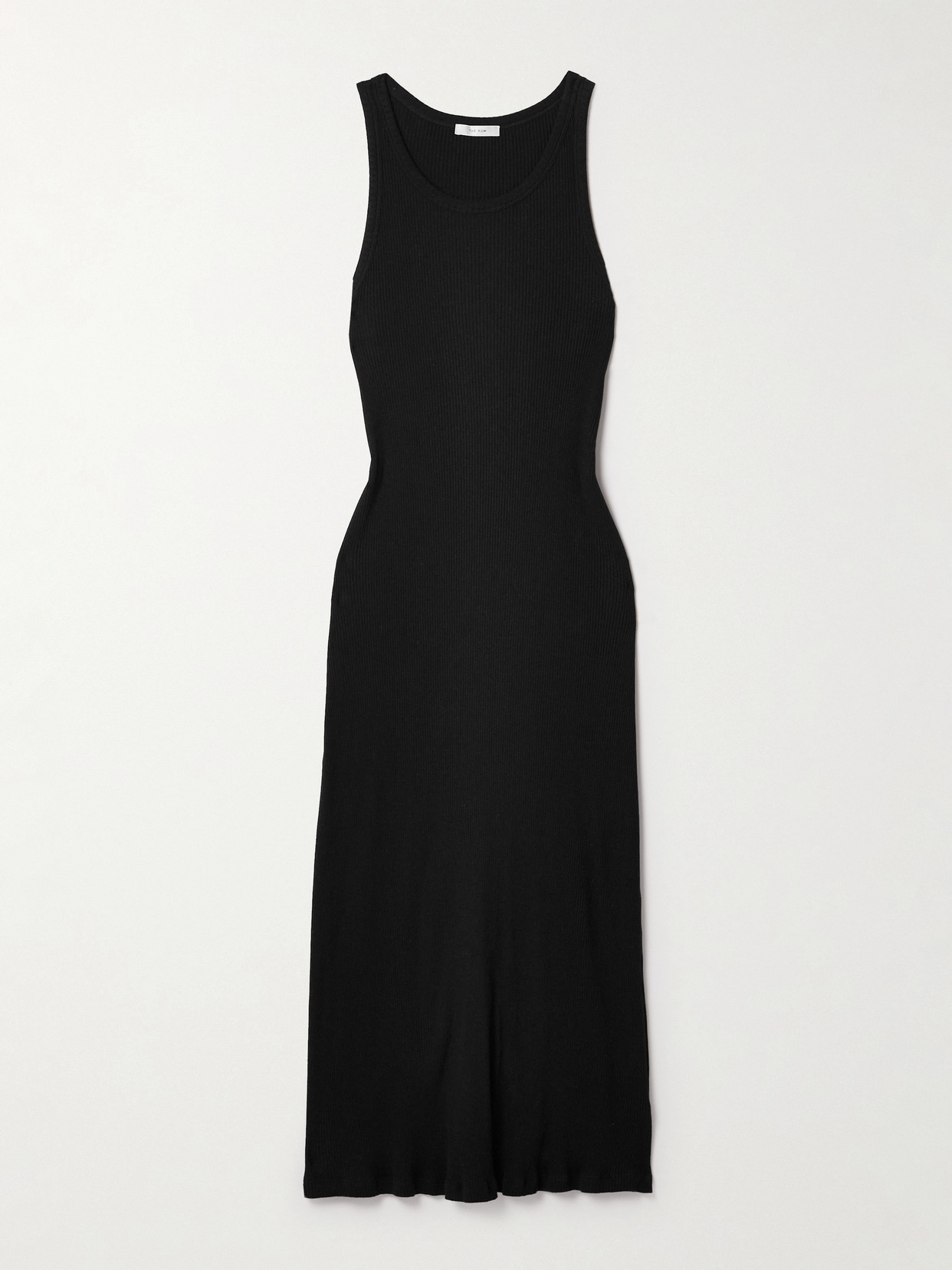 The Row Yule Ribbed Cotton-jersey Midi Dress In Black