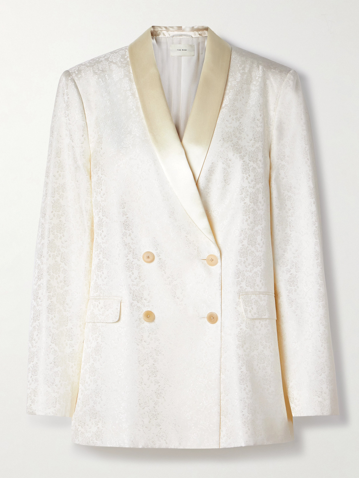 The Row - Jerome Double-breasted Silk-satin Jacquard Blazer - Cream