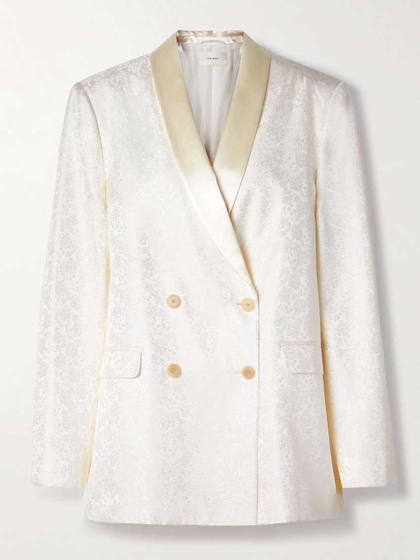 The Row Jerome Double-breasted Silk-satin Jacquard Blazer
