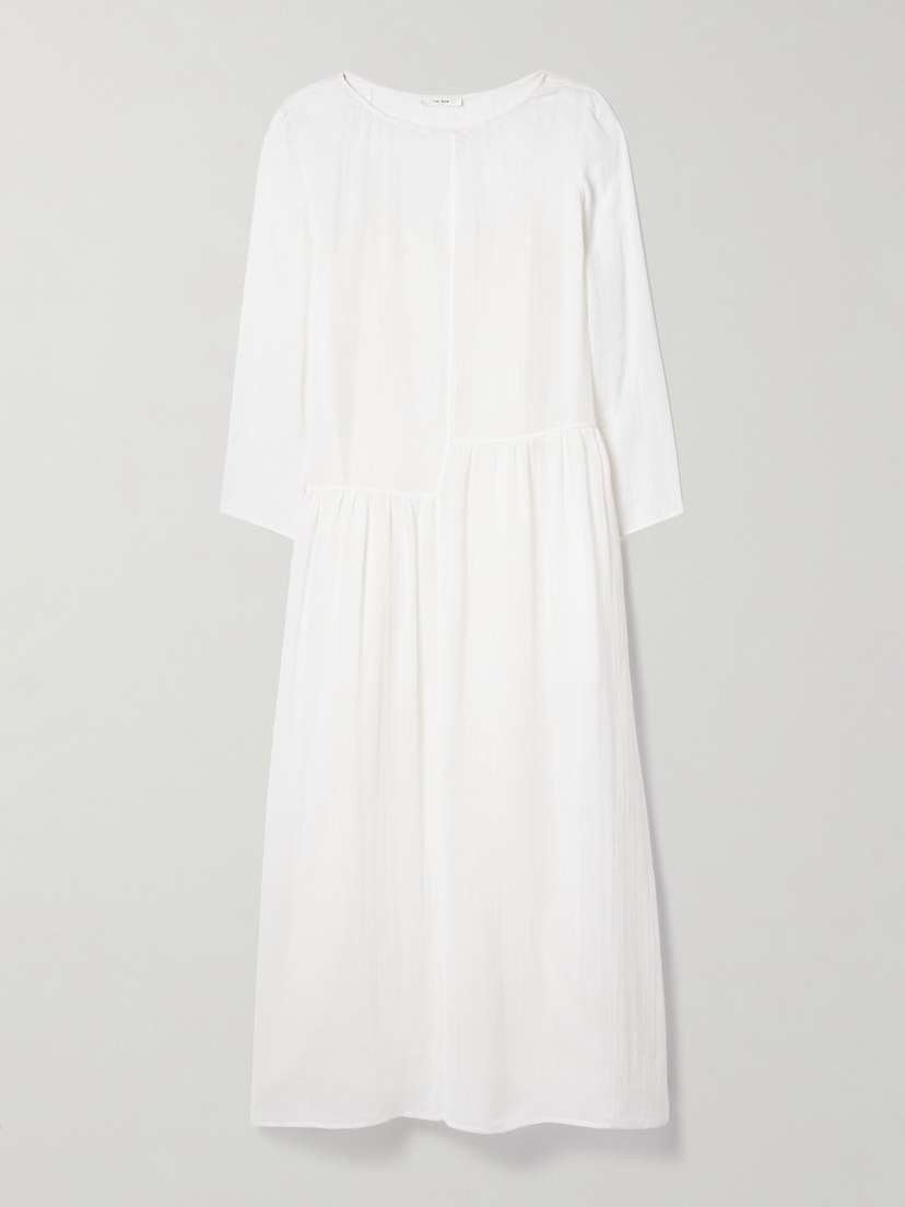The Row Callas Paneled Cotton-gauze Midi Dress - x large