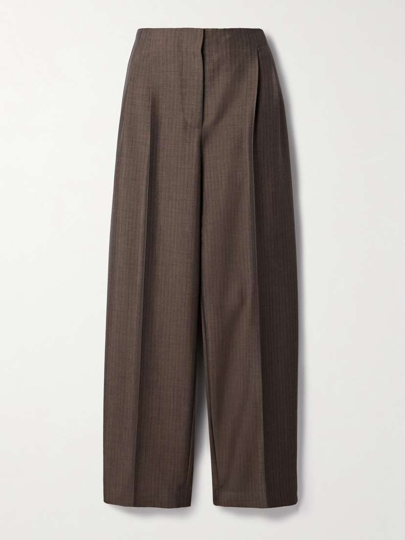 The Row Lonan Grain De Poudre Mohair And Wool-blend Wide-leg Pants