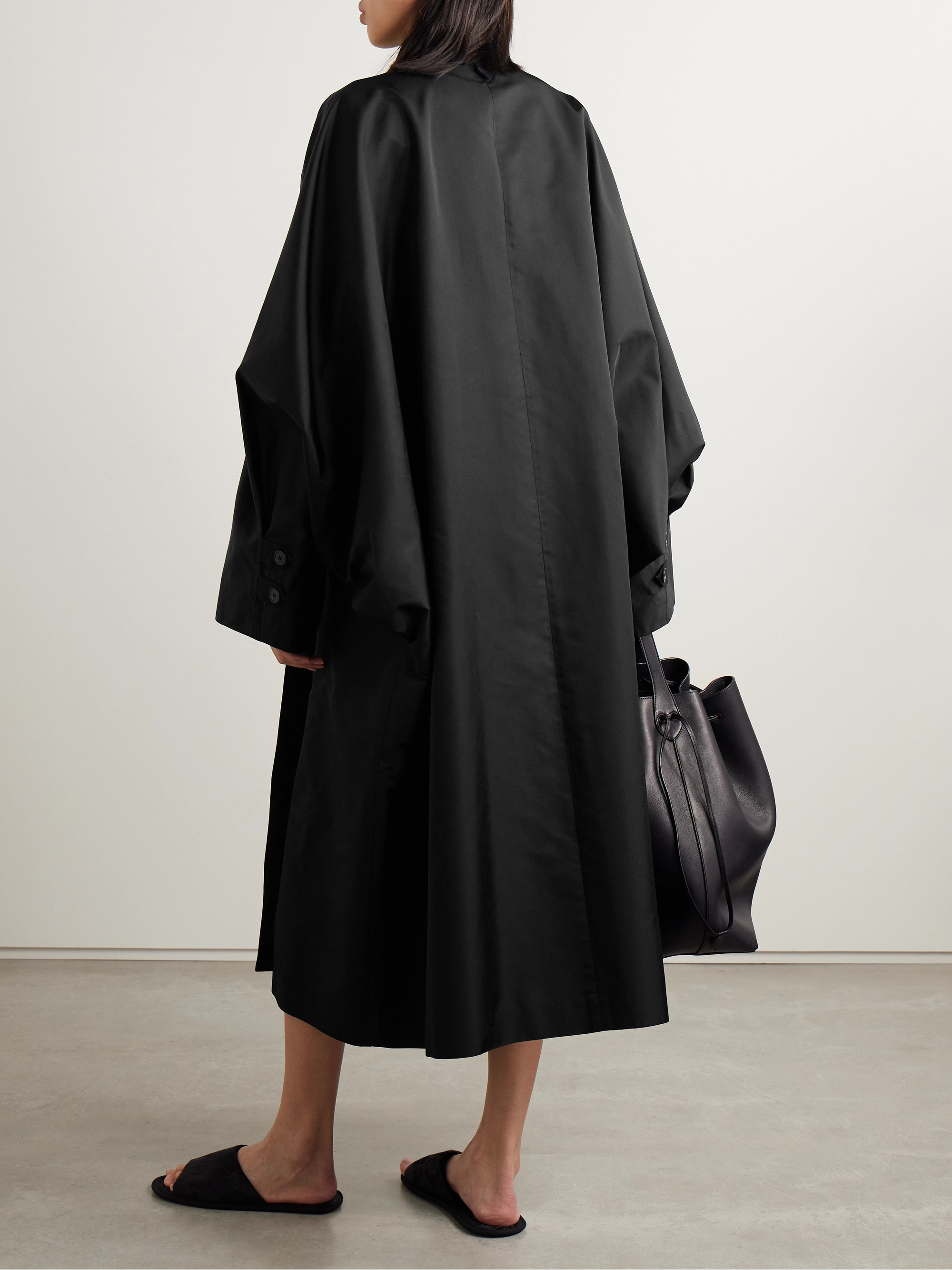 The Row Clint oversized silk-shell coat