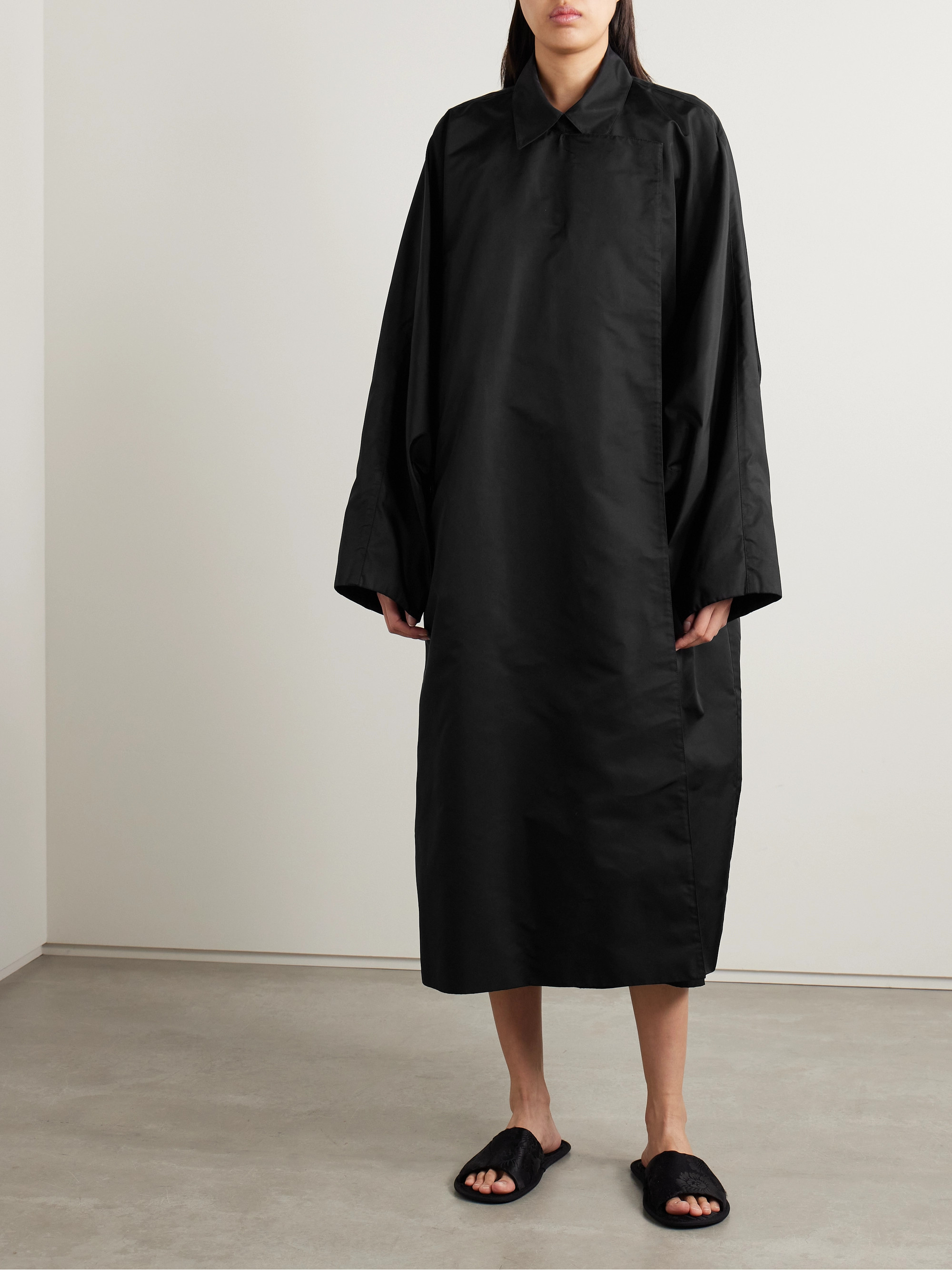 The Row Clint oversized silk-shell coat