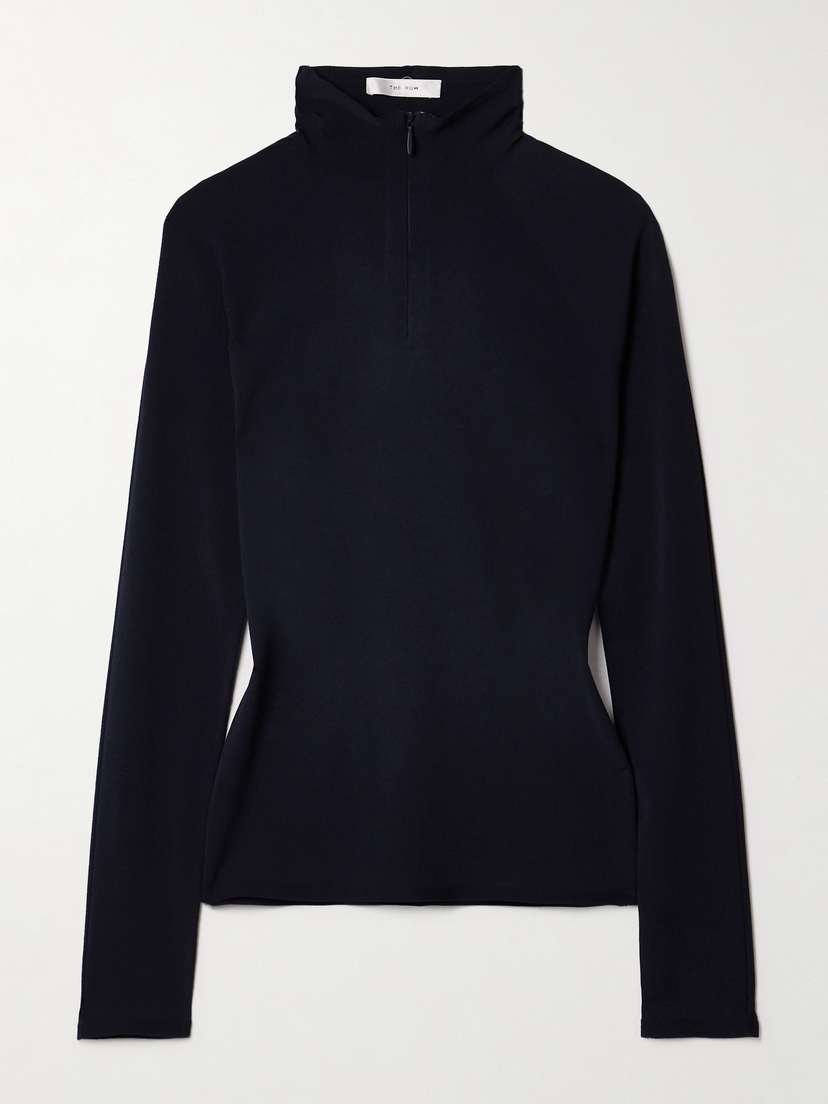 The Row Patti Stretch-jersey Half-zip Turtleneck Top