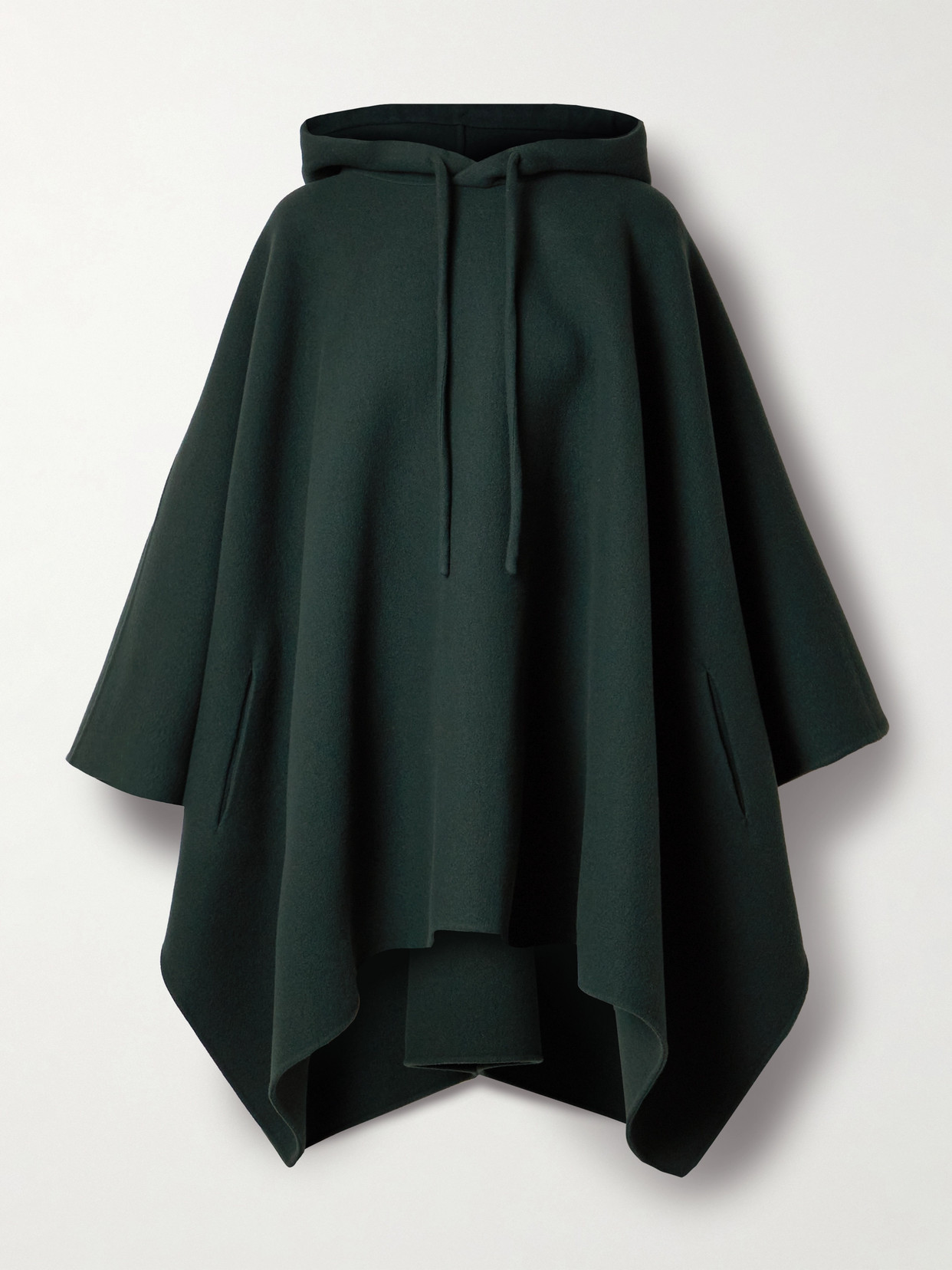 The Row Rianette Hooded Cashmere Cape Coat In Green