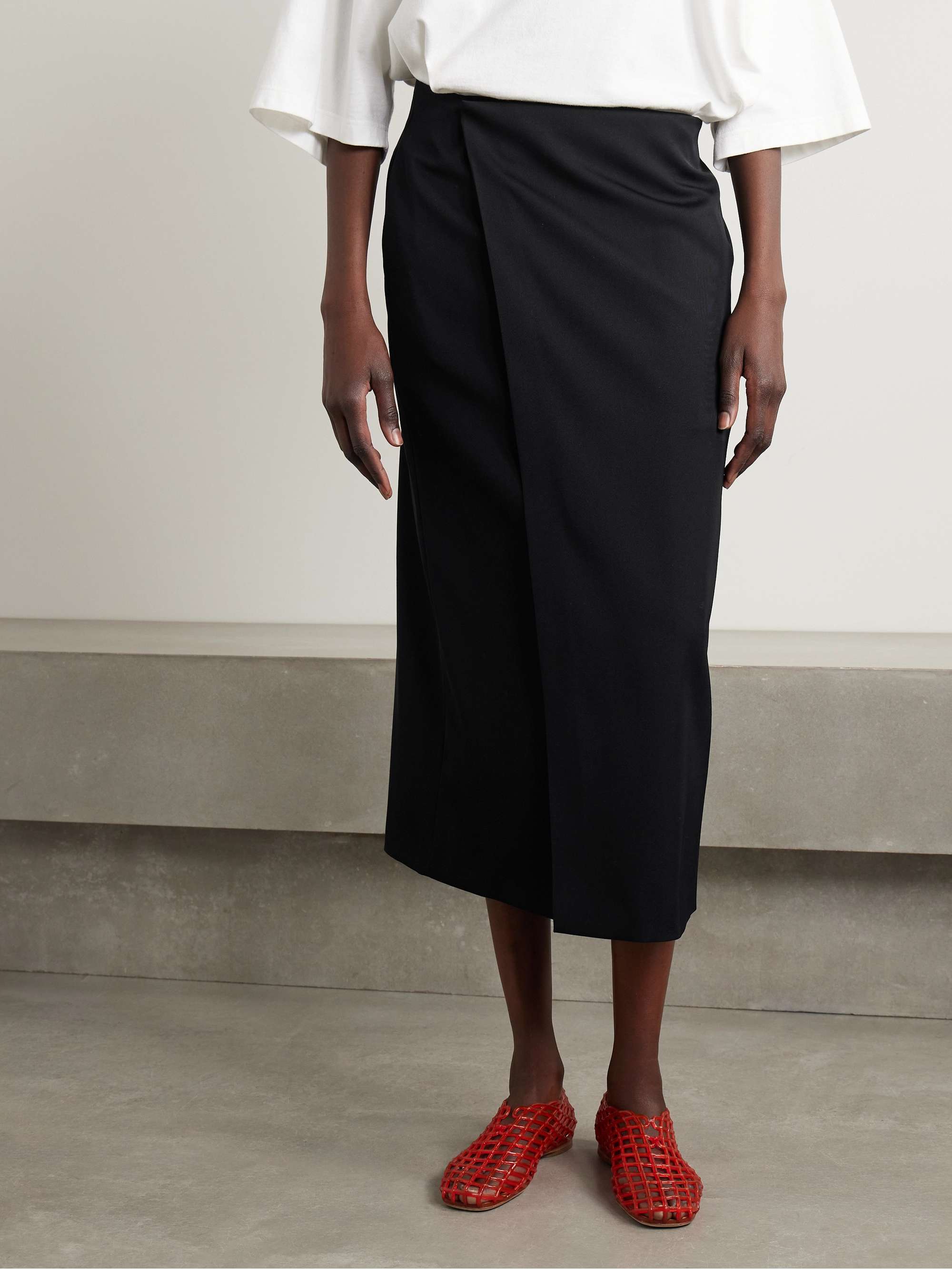 THE ROW Kavi wool wrap midi skirt | NET-A-PORTER