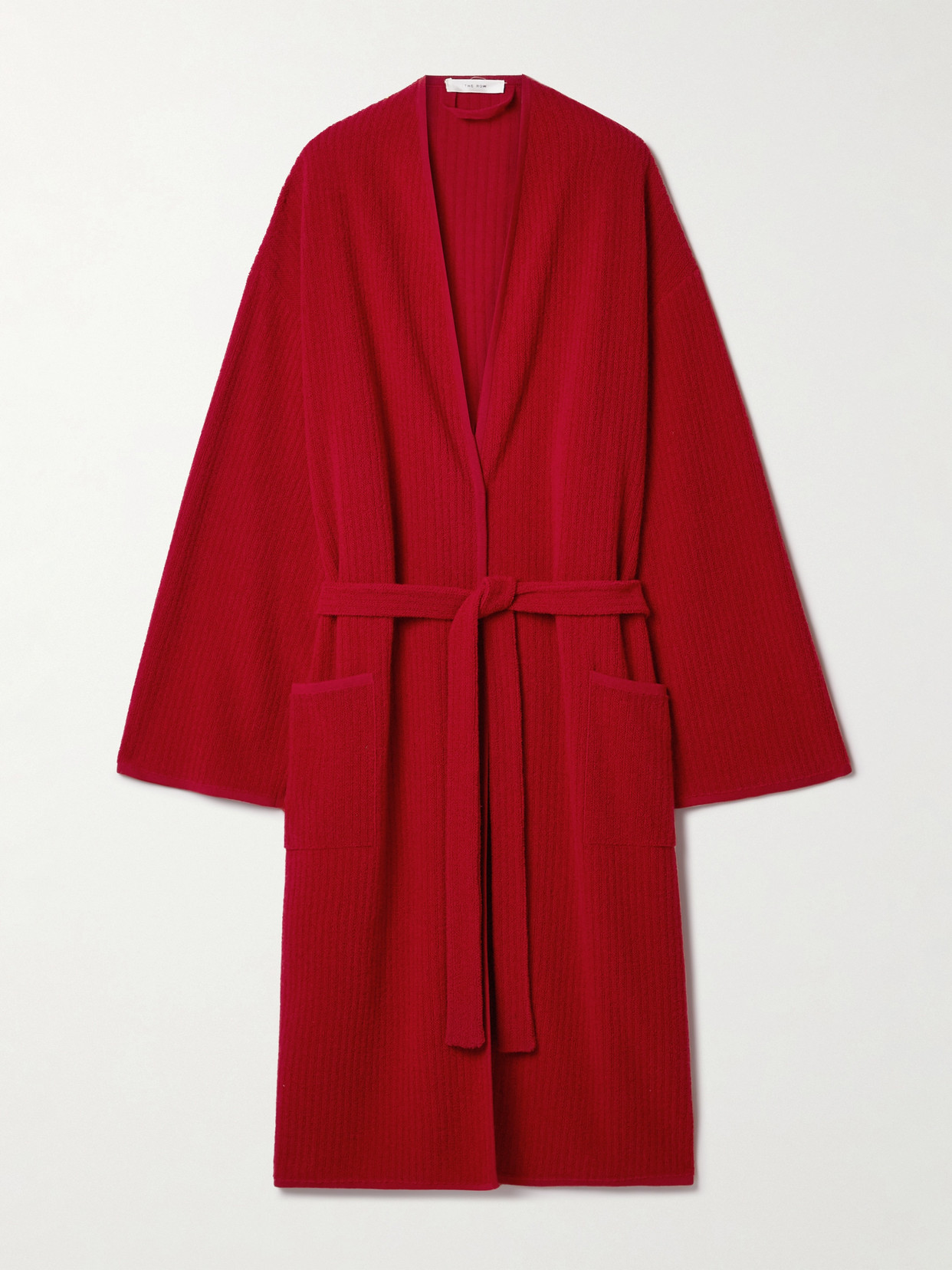 The Row Ghali Oversized Belted Ribbed Cashmere Cardigan In Red