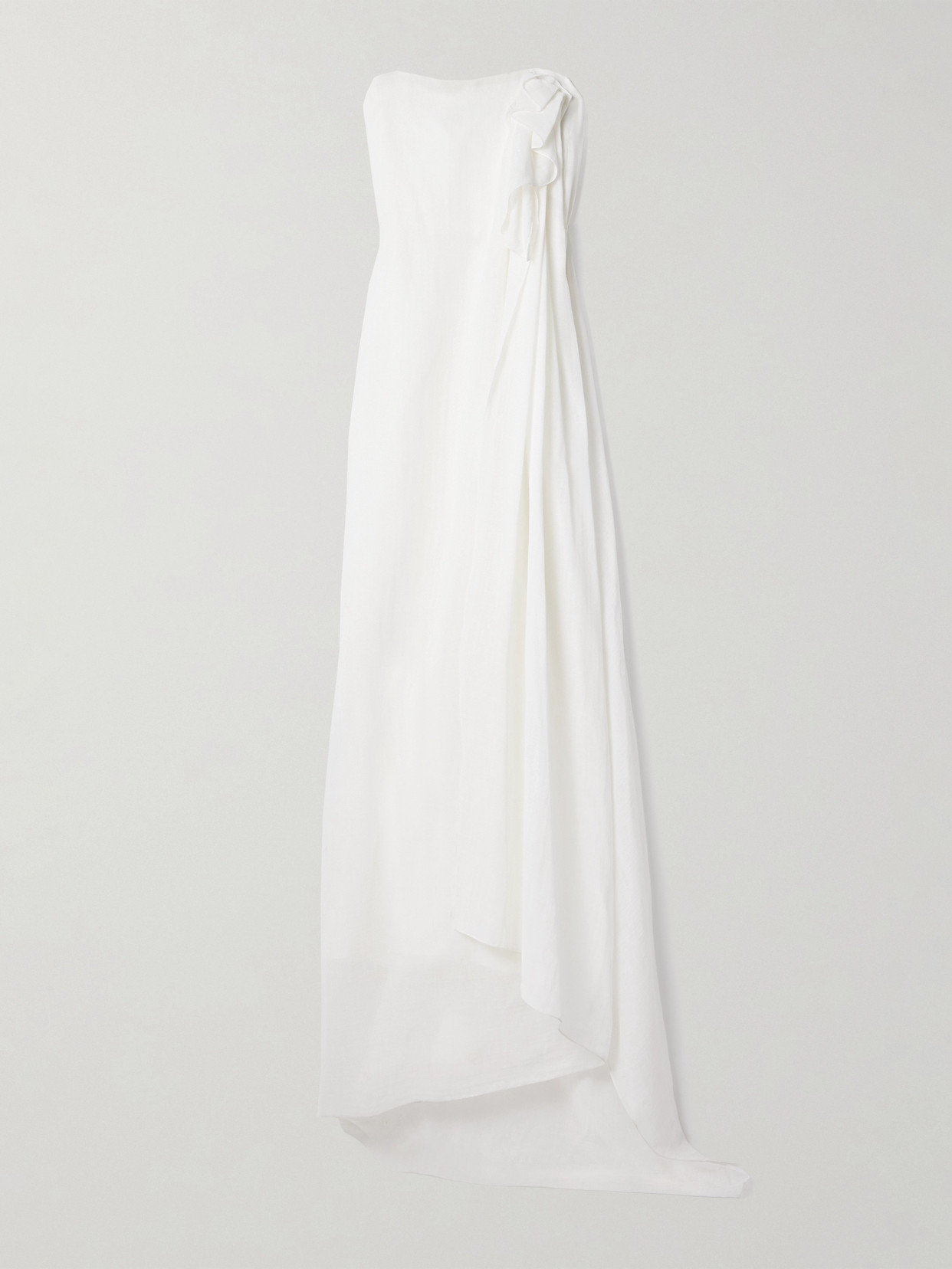 The Row Madleine Strapless Draped Cotton-gauze Maxi Dress In White