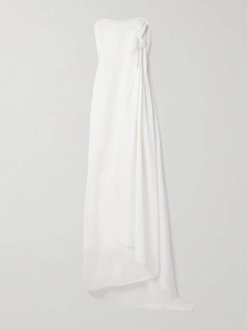 The Row Madleine Strapless Draped Cotton-gauze Maxi Dress