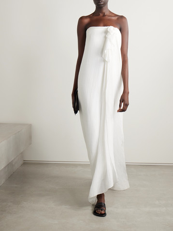 The Row Madleine strapless draped cotton-gauze maxi dress