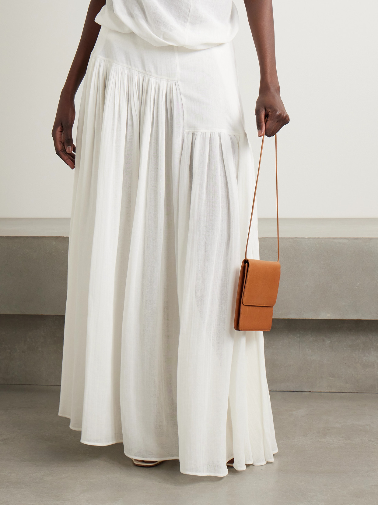 Femke Silk-Trimmed Pleated Cotton-Gauze Maxi