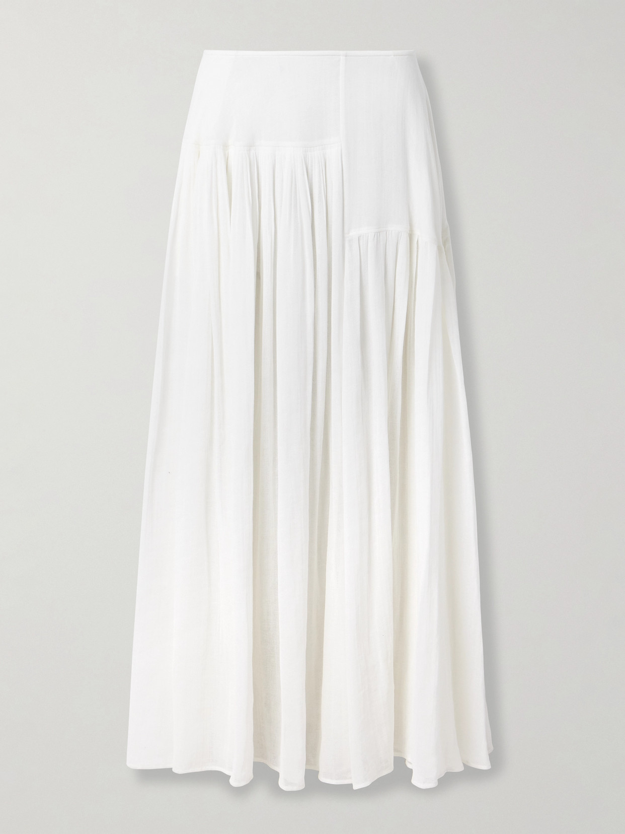The Row - Femke Silk-trimmed Pleated Cotton-gauze Maxi Skirt - White