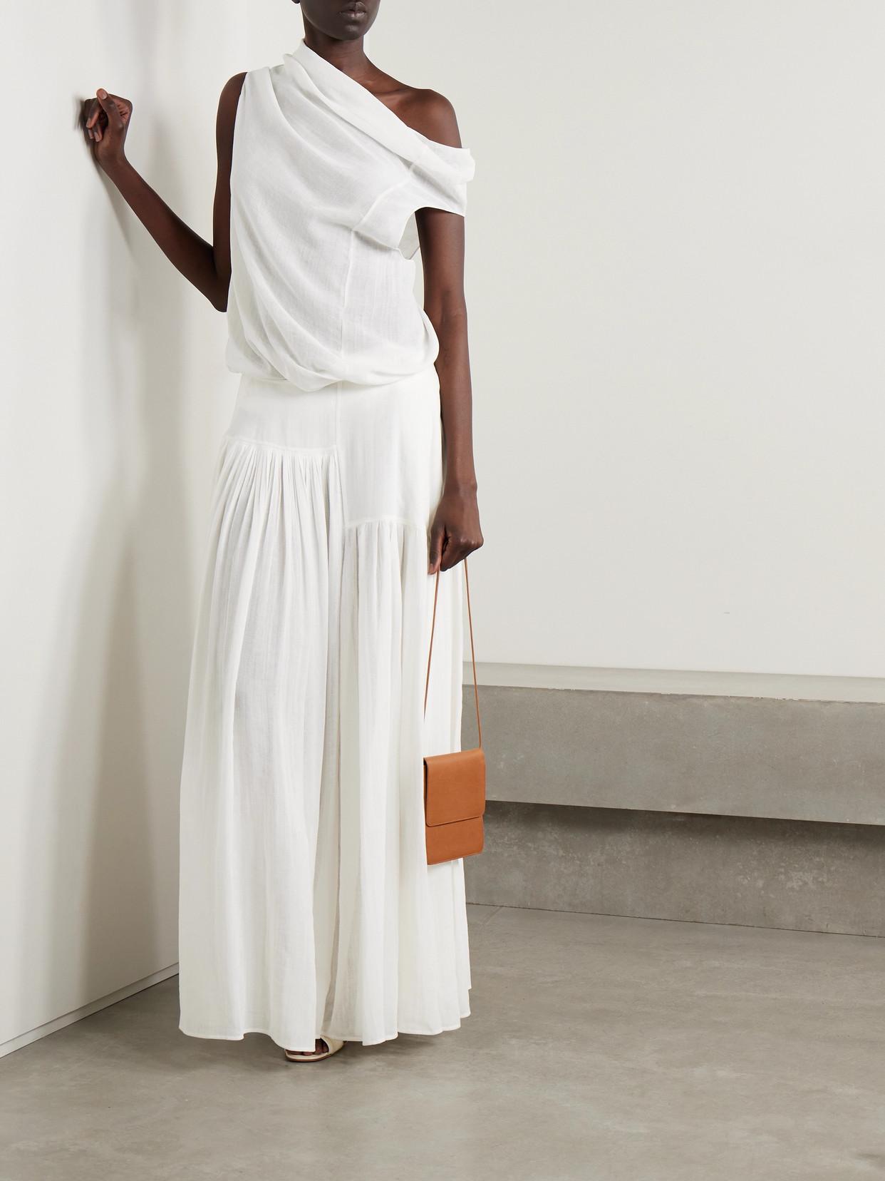 Femke Silk-Trimmed Pleated Cotton-Gauze Maxi