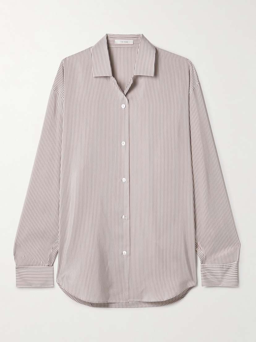 The Row Valene Oversized Striped Silk Shirt