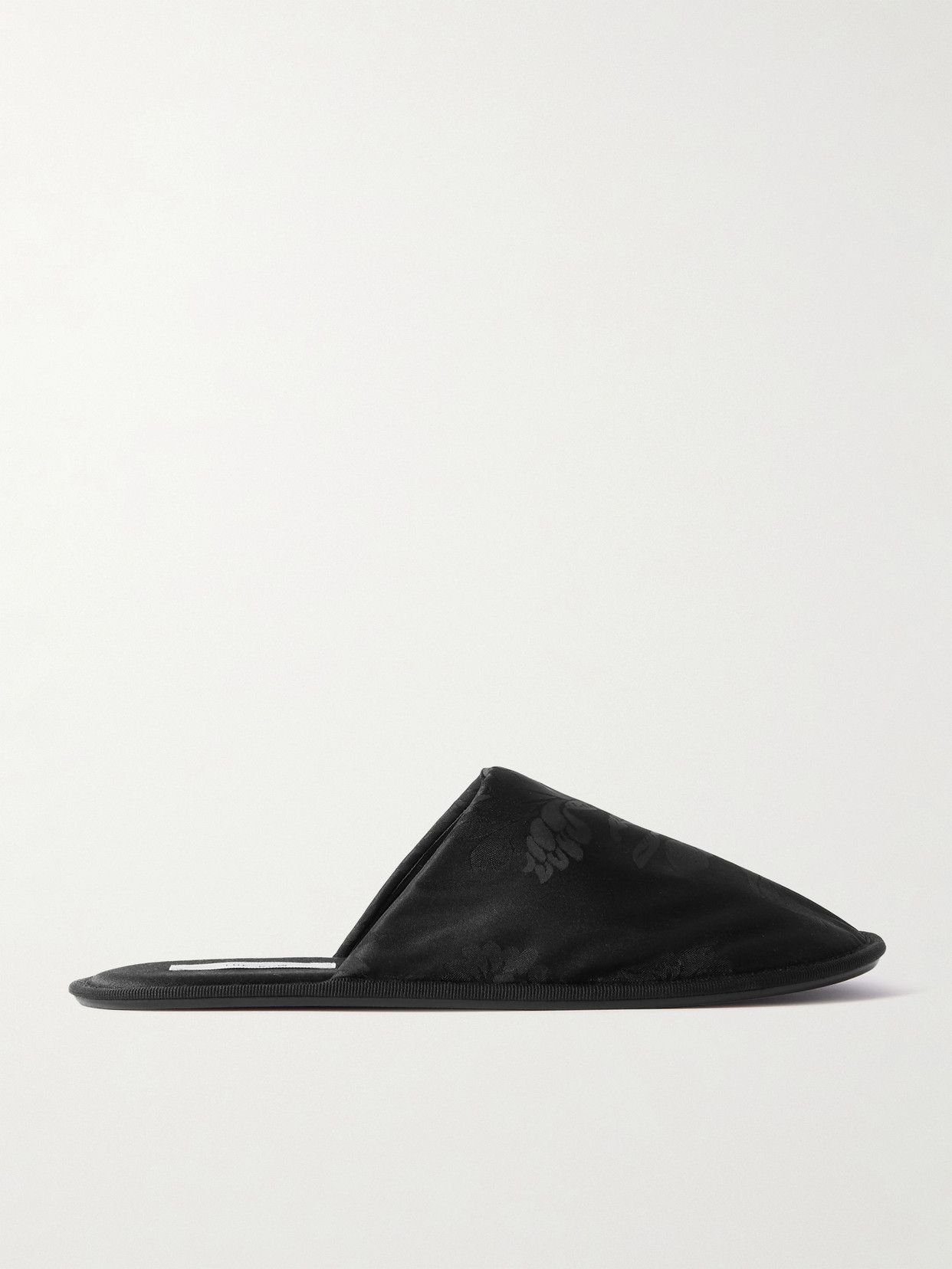 The Row Frances Satin-jacquard Slippers In Black