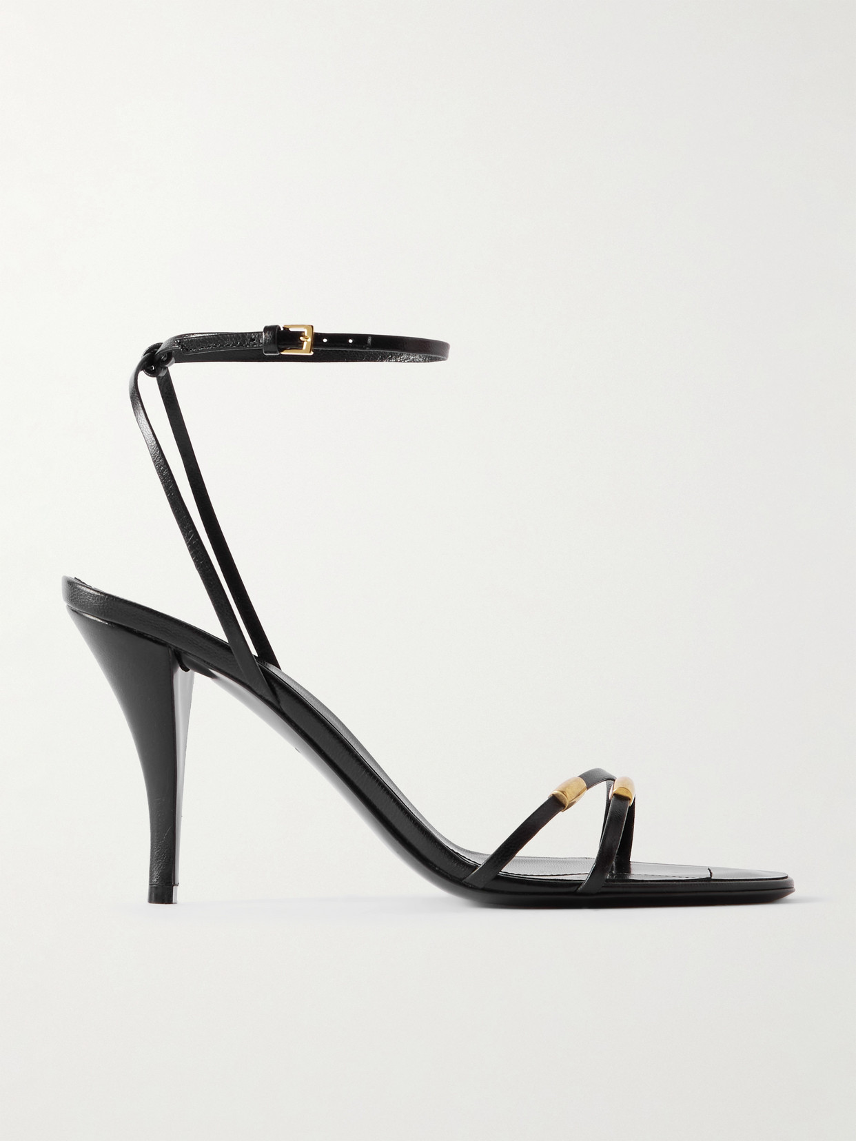The Row - Cleo Bijoux Embellished Metallic Leather Sandals - Black