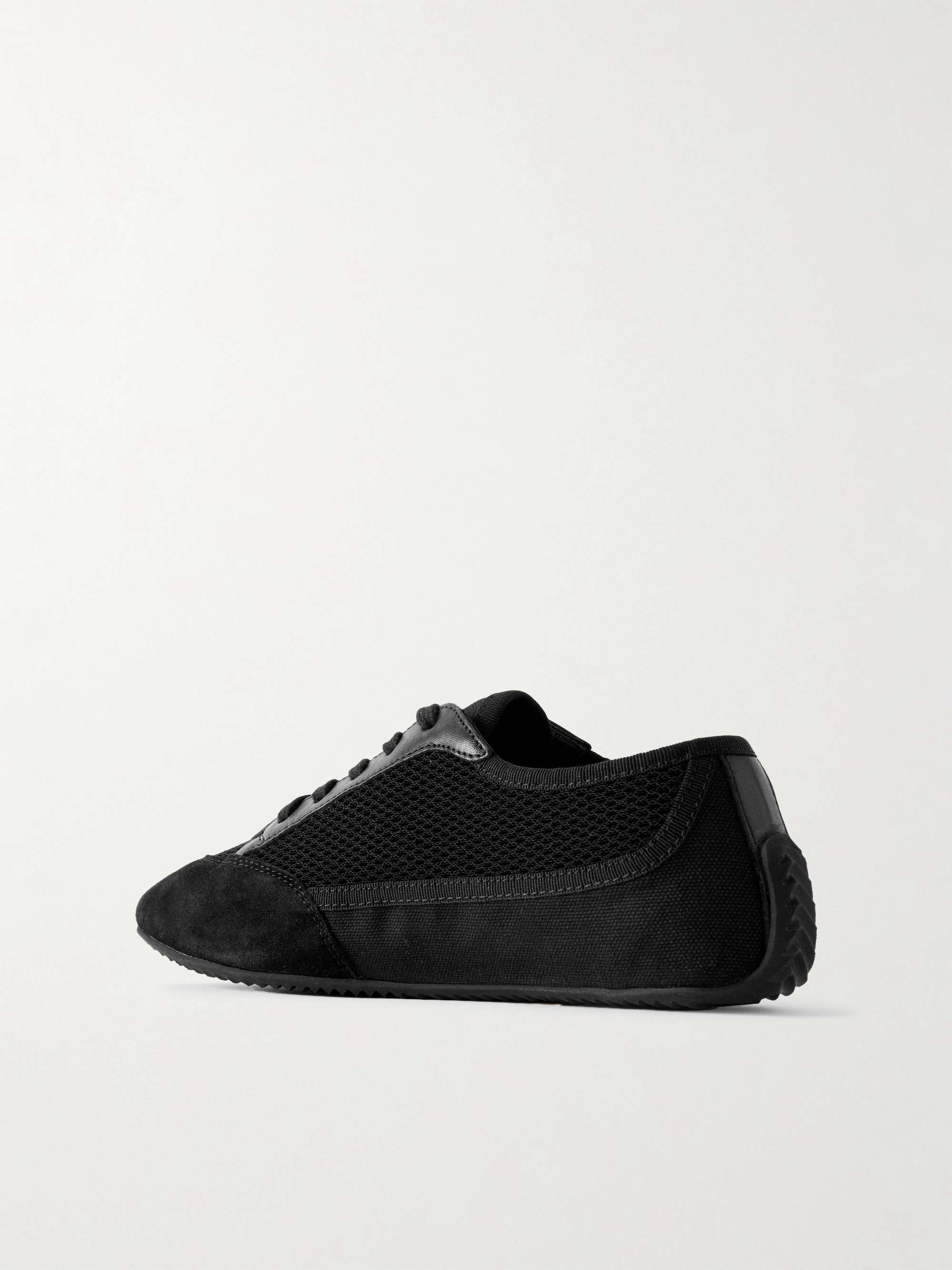 THE ROW Bonnie leather-trimmed suede, mesh and canvas sneakers