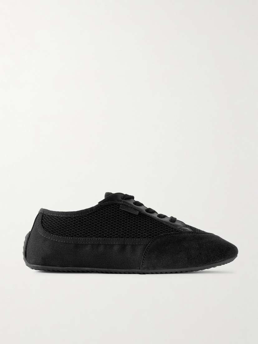 The Row Bonnie Leather And Suede-trimmed Mesh And Canvas Sneakers