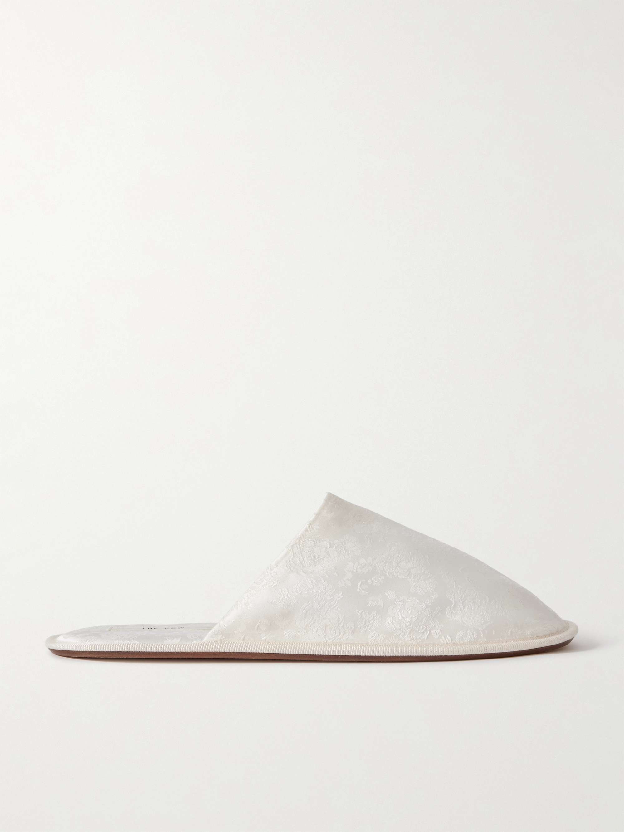 【THE ROW】シルク製 Frances Open Toe Slipper Frances Open Toe Slipper Black in Silk and Acetate – The Row