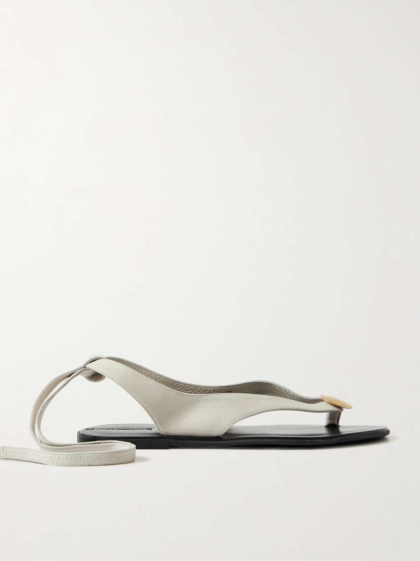 The Row Charm Embellished Textured-leather Sandals