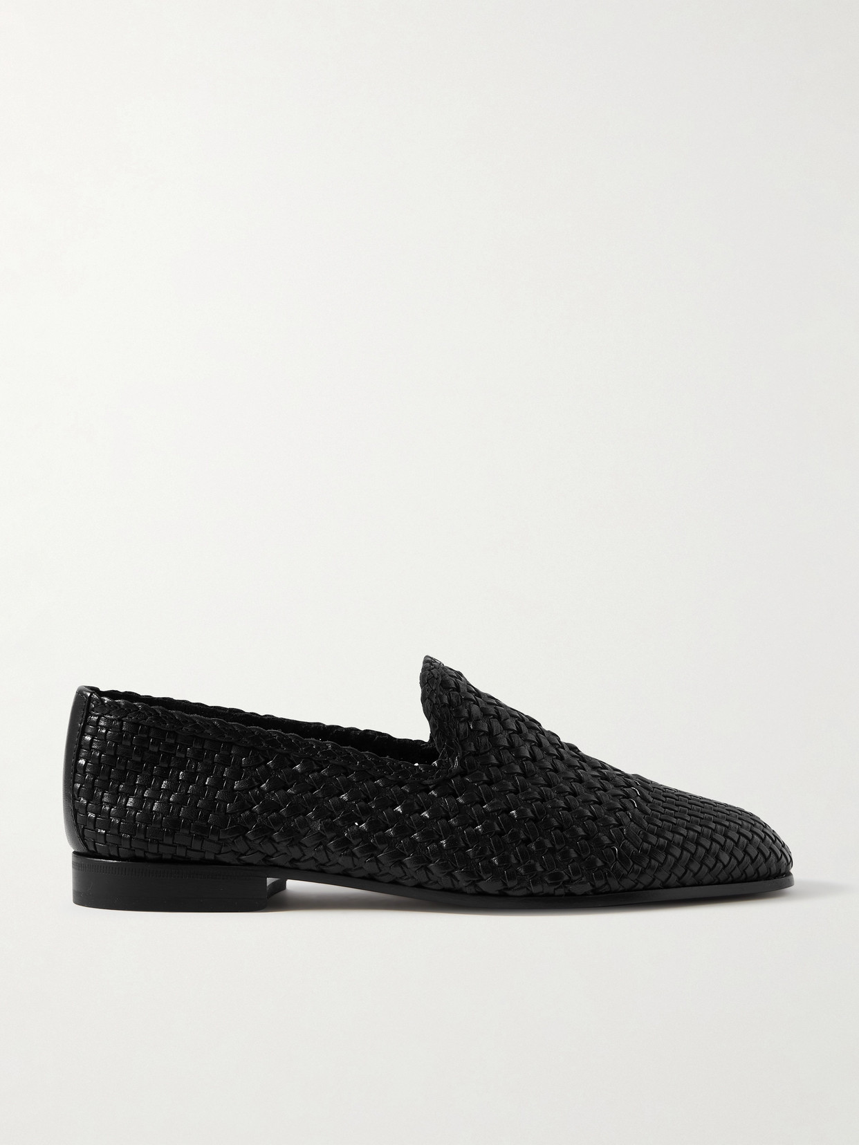 The Row - Davis Woven Leather Loafers - Black