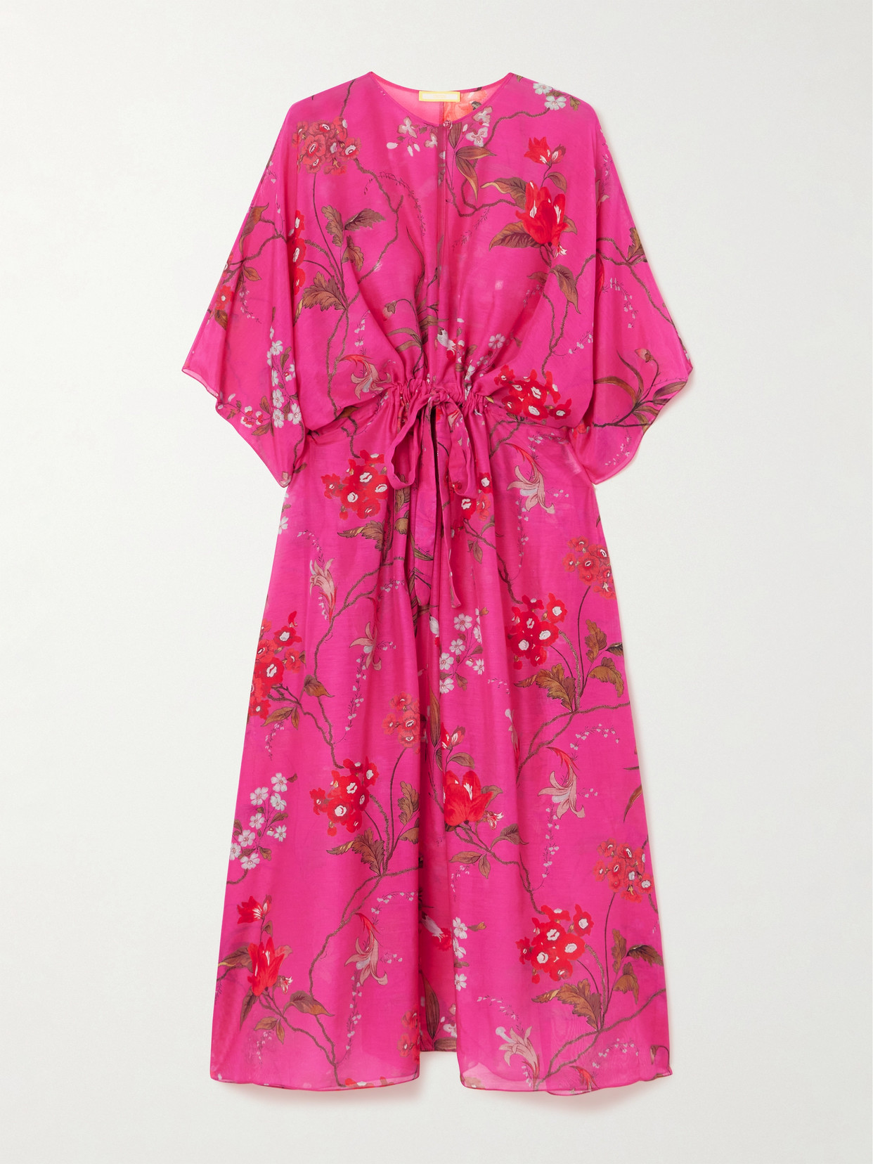 Erdem Floral-print Belted Cotton-voile Maxi Dress In Pink