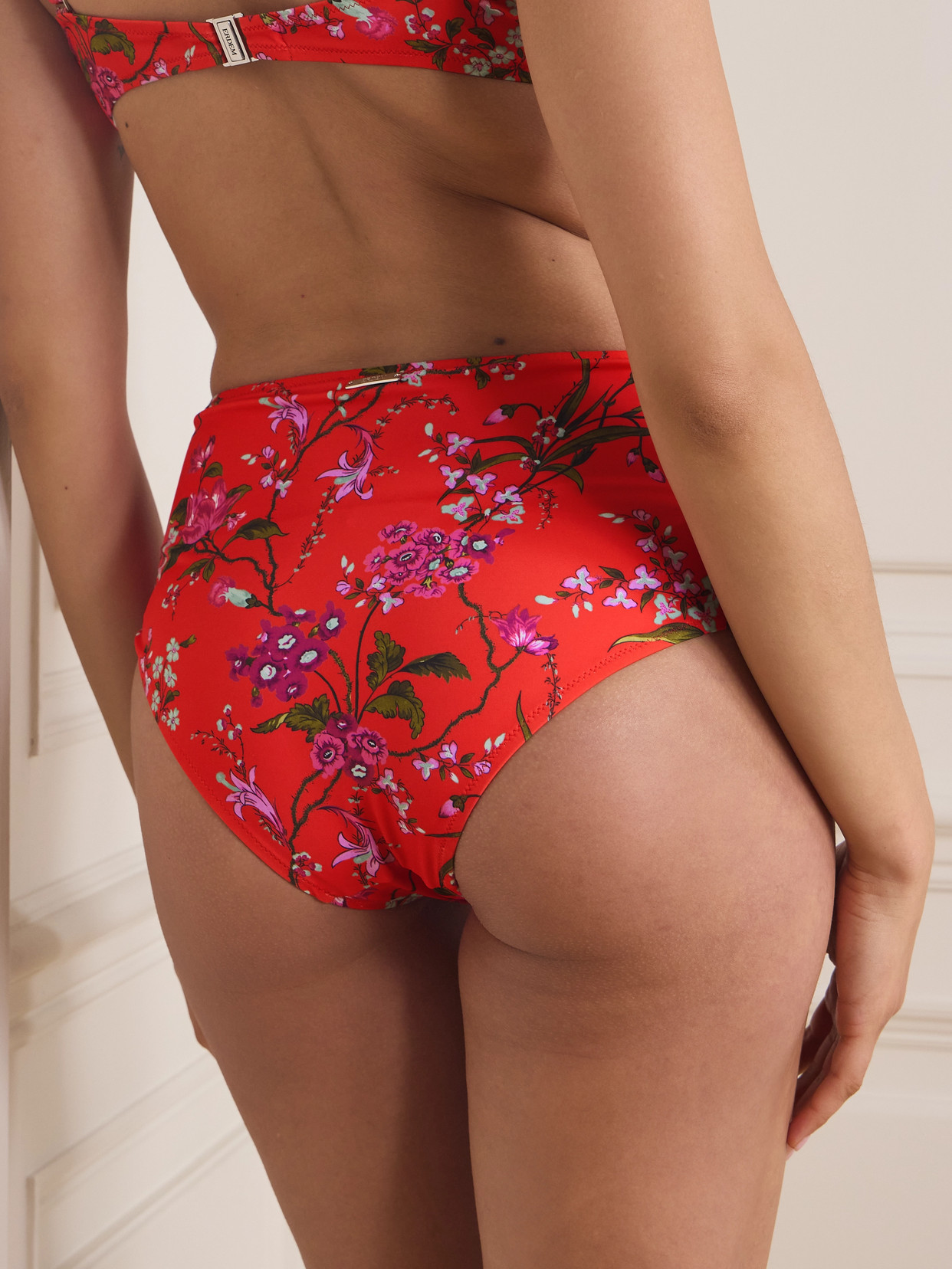 Erdem Floral-print Bikini Briefs In Red