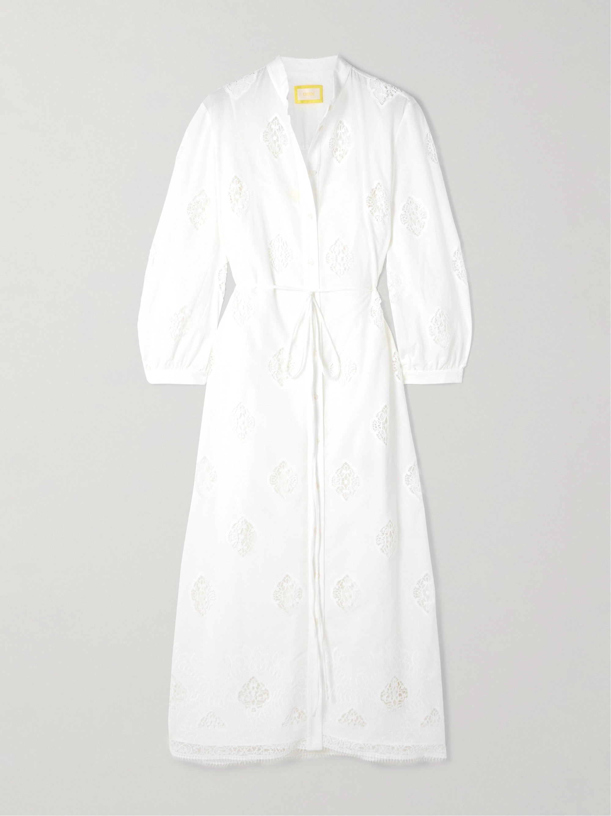 Erdem Broderie anglaise-trimmed cotton-blend midi dress thumbnail