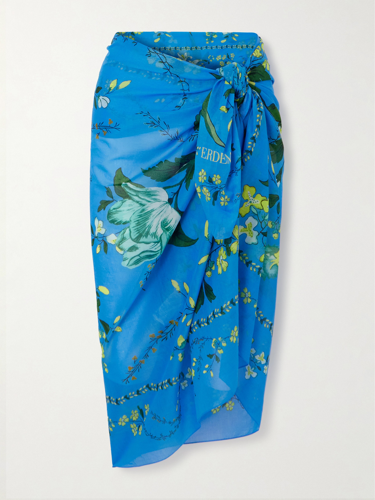 Erdem Printed Cotton-voile Pareo In Blue