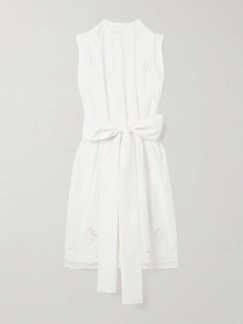 Erdem Cape-effect Broderie Anglaise Cotton-blend Mini Dress