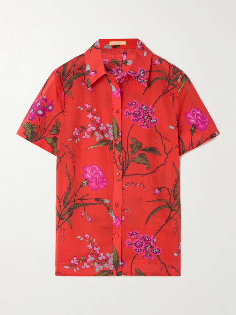 Erdem Swinbrook Floral-print Cotton And Linen-blend Shirt