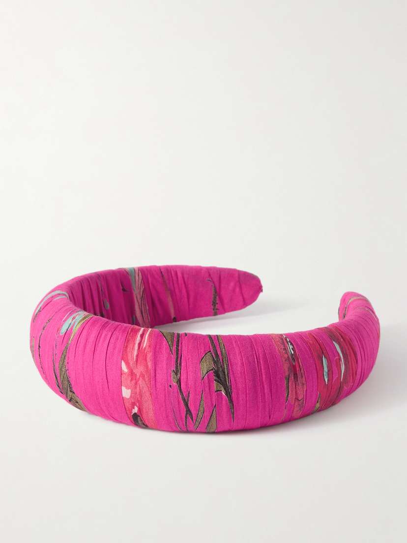 Erdem Gathered Floral-print Cotton And Silk-blend Voile Headband