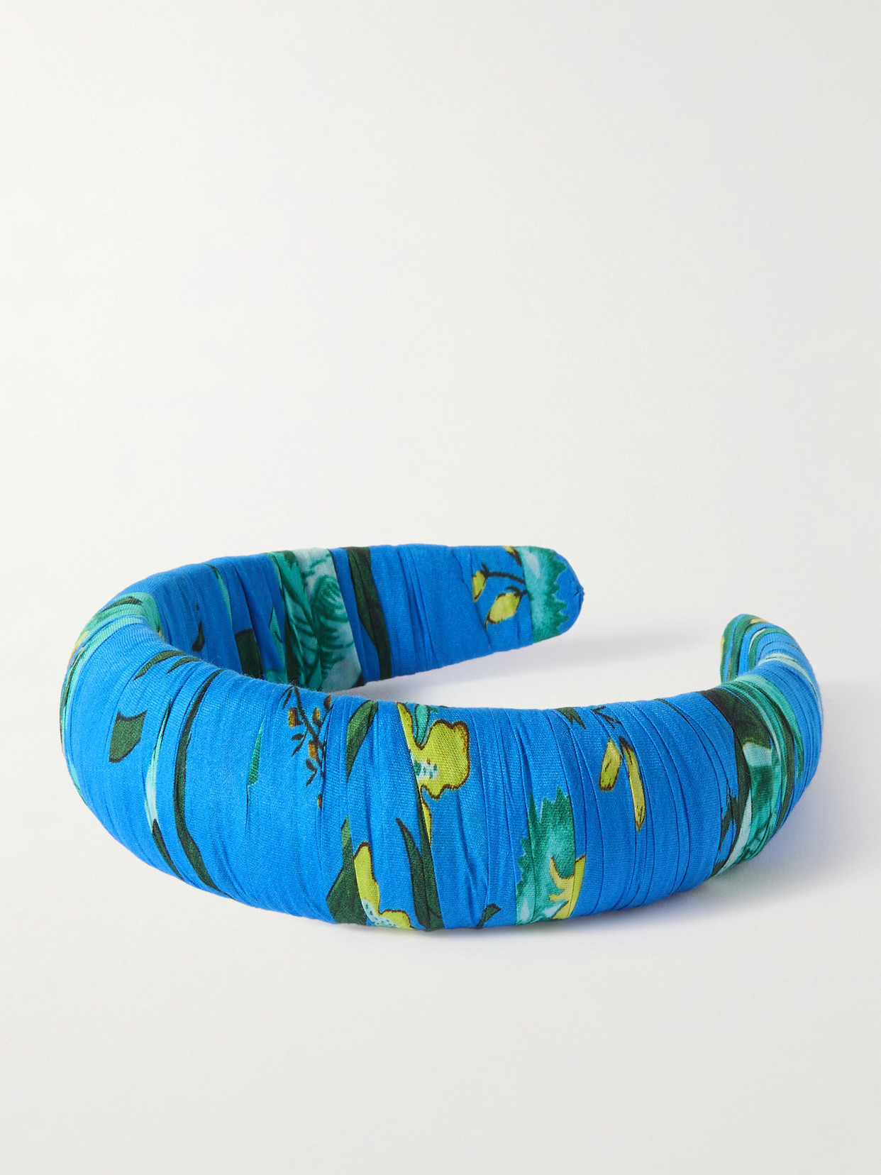 Erdem - Gathered Floral-print Cotton And Silk-blend Voile Headband - Blue