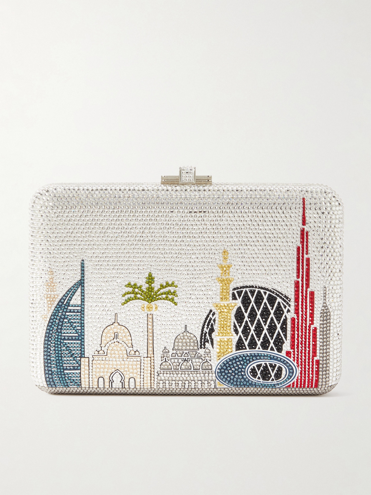 Judith Leiber Dubai Skyline Crystal-embellished Silver-tone Clutch