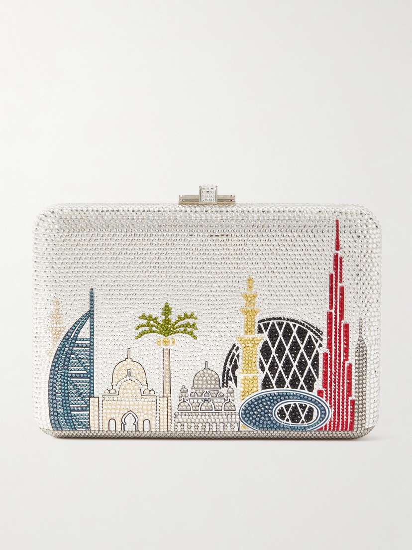 Judith Leiber Couture Dubai Skyline Crystal-embellished Silver-tone Clutch