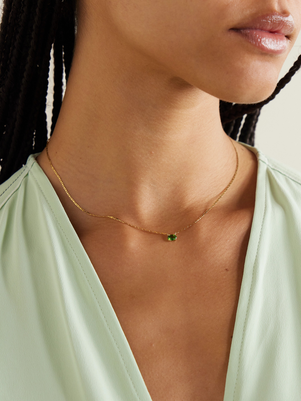 Loren Stewart Baby Valentino 10-karat Gold Agate Necklace In Green