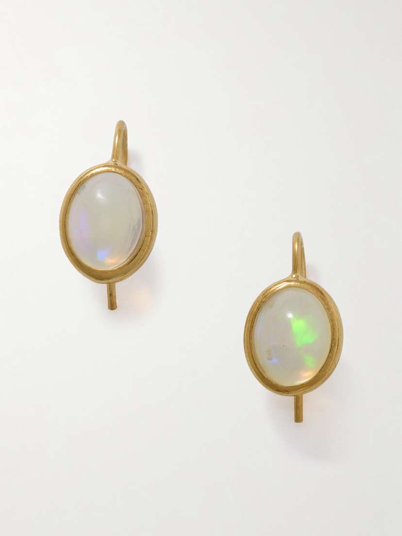 Loren Stewart French Hook Gold Vermeil Opal Earrings