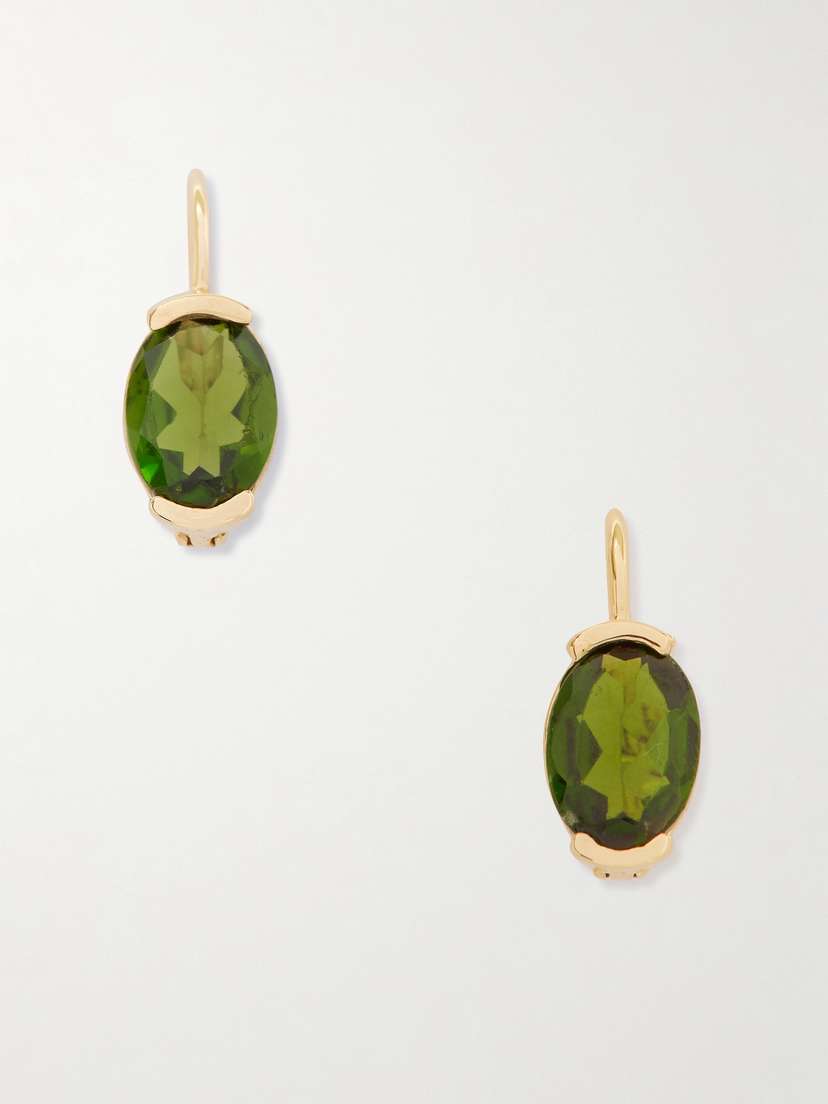 Loren Stewart Chrome French Hook 14-karat Gold Diopside Earrings