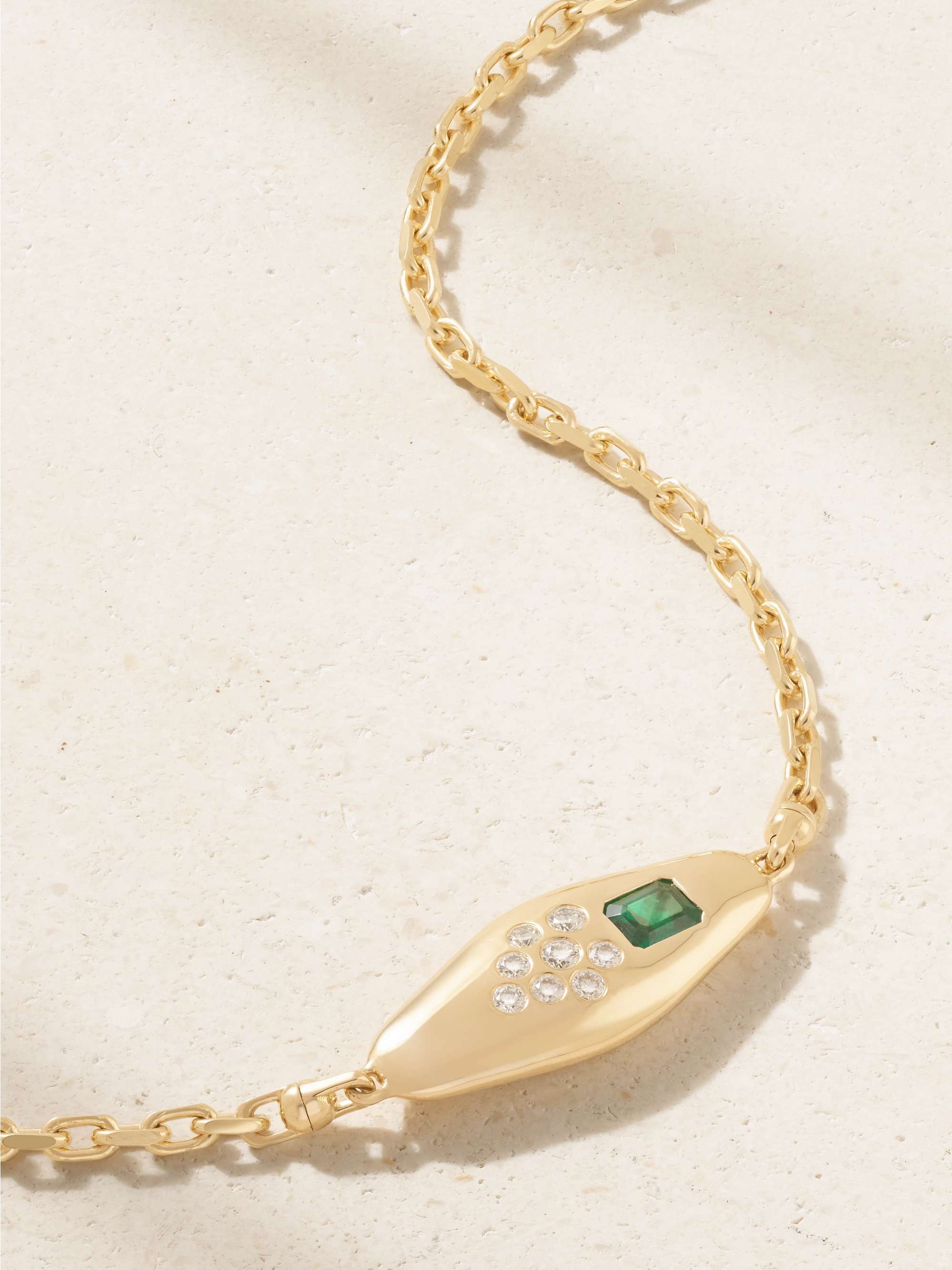 UNIFORM OBJECT Vessel 18karat gold, emerald and diamond necklace NETAPORTER