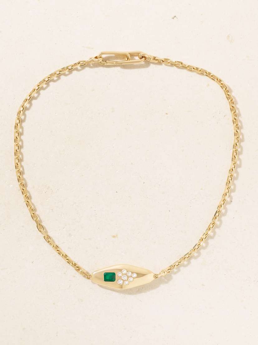 Uniform Object Vessel 18-karat Gold, Emerald And Diamond Necklace