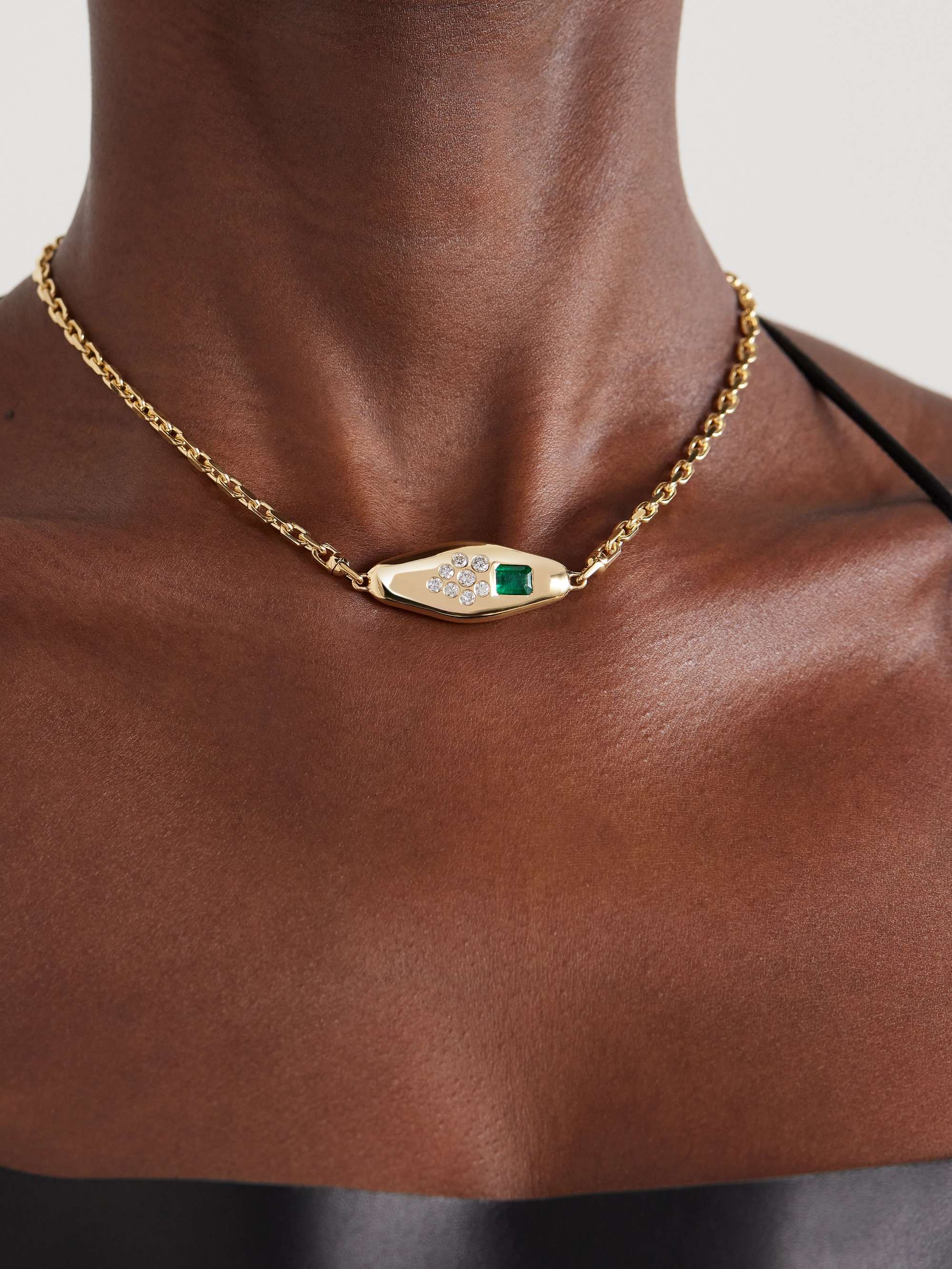 UNIFORM OBJECT Vessel 18karat gold, emerald and diamond necklace NETAPORTER