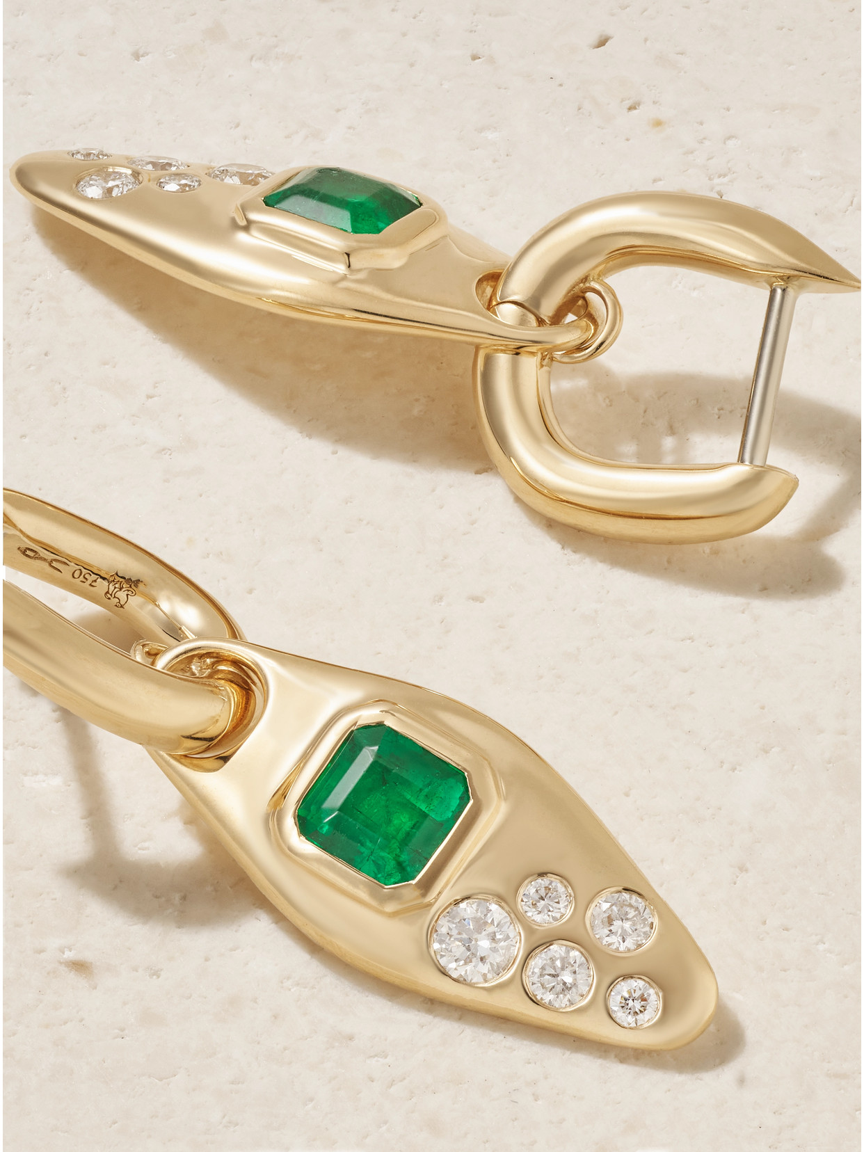 Uniform Object Vessel 18-karat Gold, Emerald And Diamond Earrings In Gold
