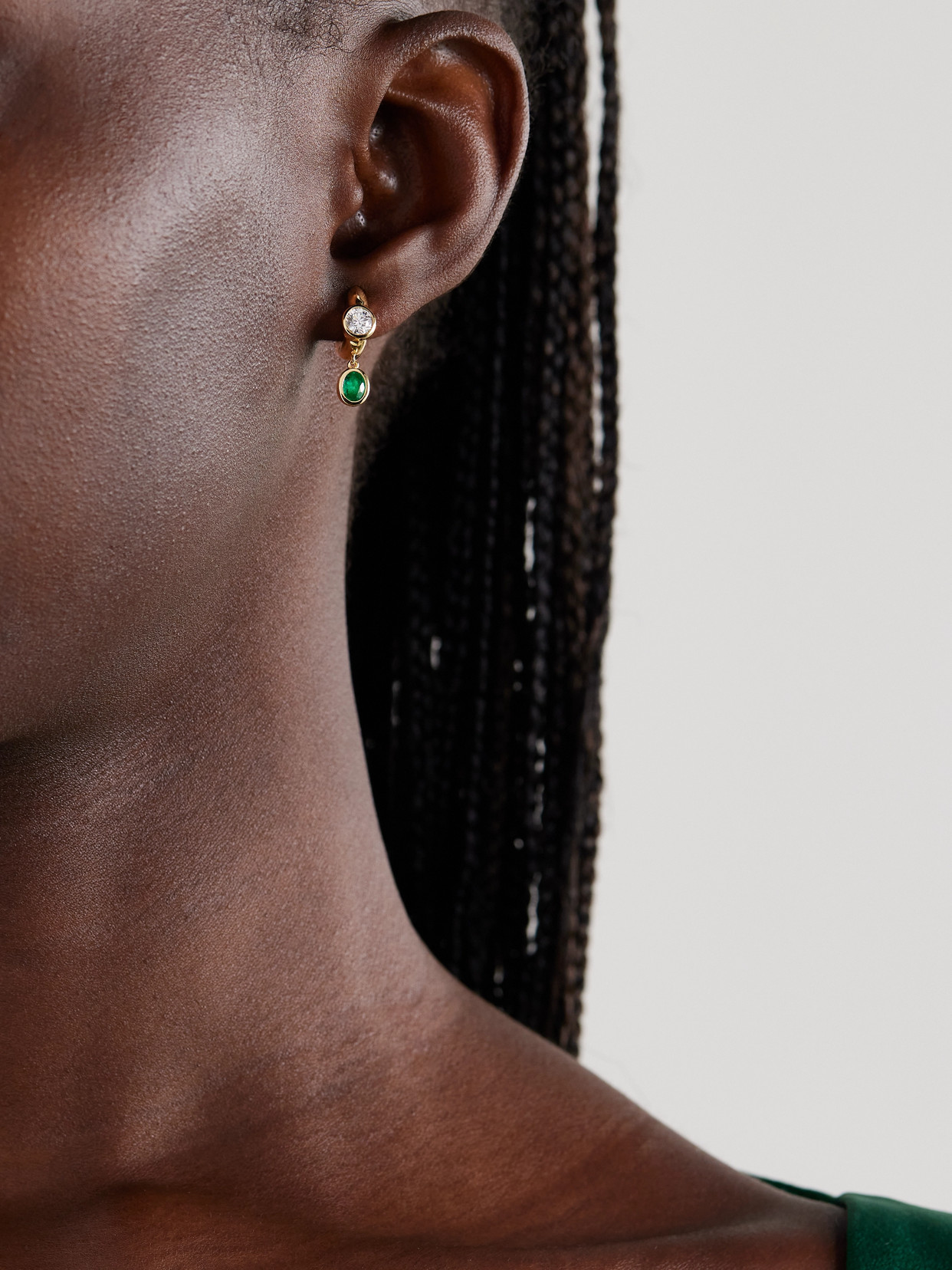 Uniform Object Tusk 18-karat Gold, Emerald And Diamond Earrings In Gold