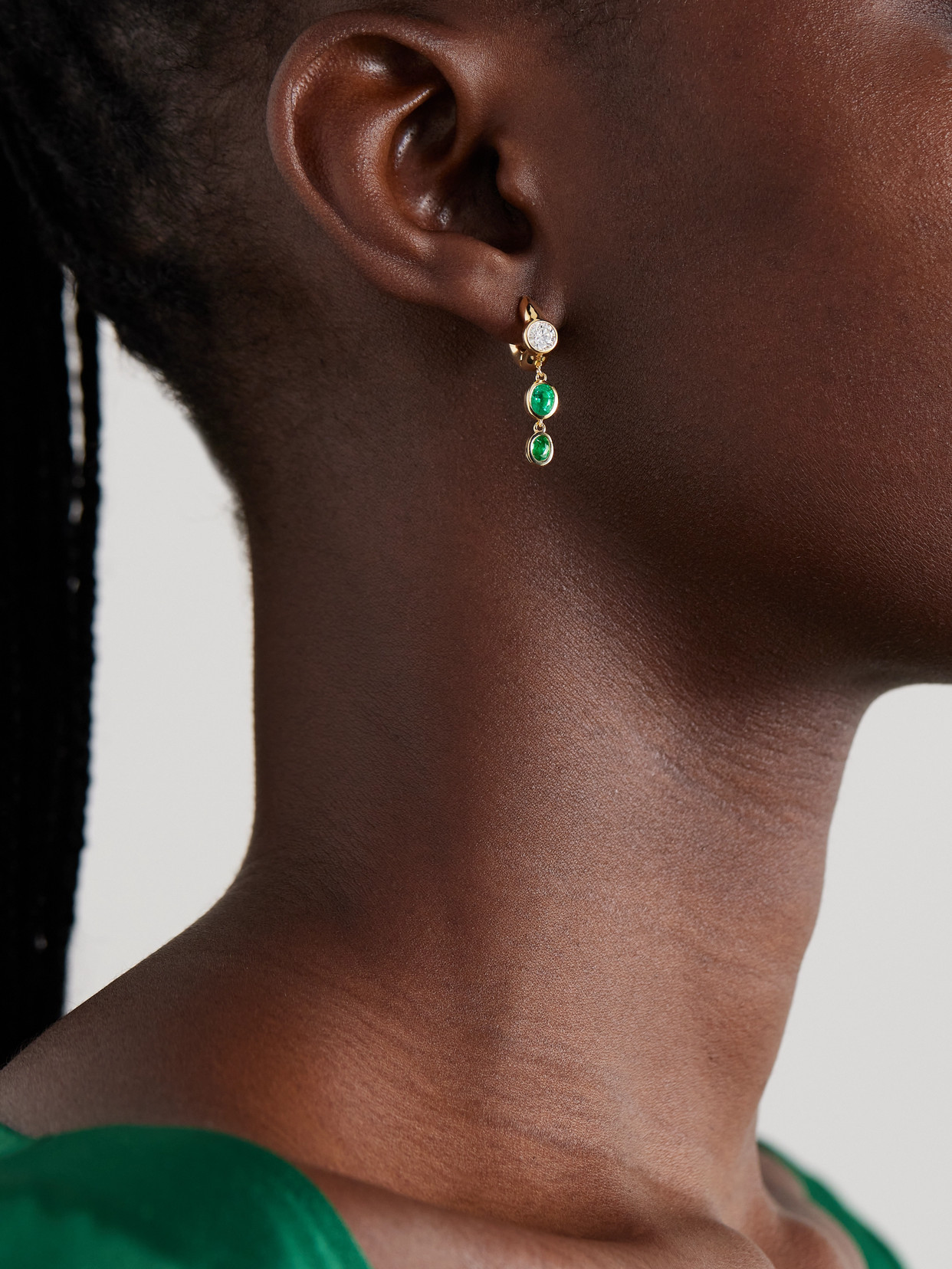 Uniform Object Tusk 18-karat Gold, Emerald And Diamond Earrings In Gold