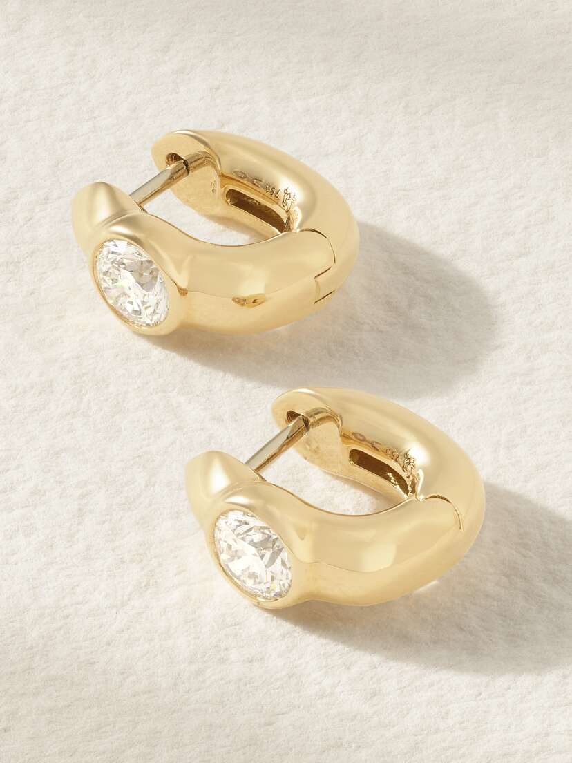 Uniform Object Tusk 18-karat Gold Diamond Hoop Earrings