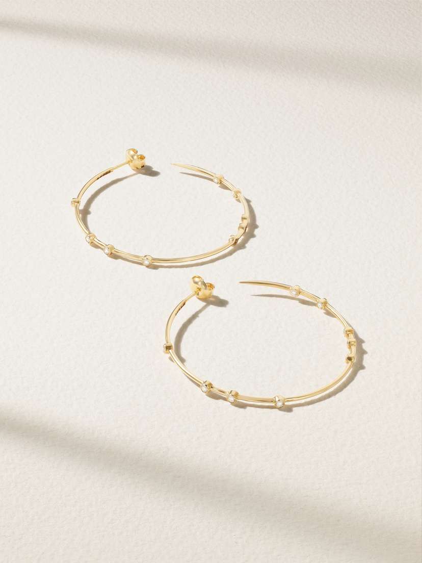 Uniform Object Float 18-karat Gold Diamond Hoop Earrings