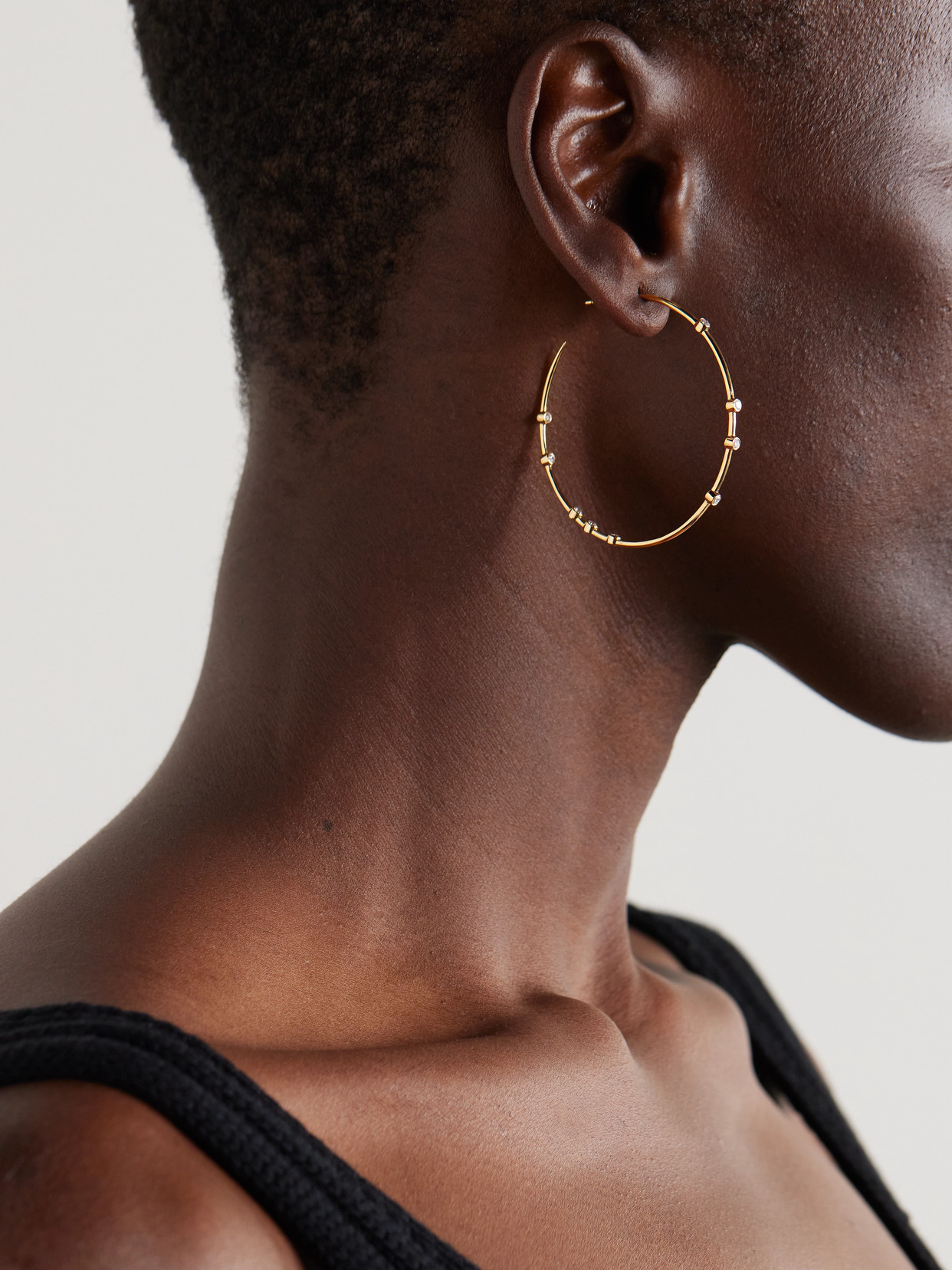 Uniform Object Float 18-karat Gold Diamond Hoop Earrings In Gold