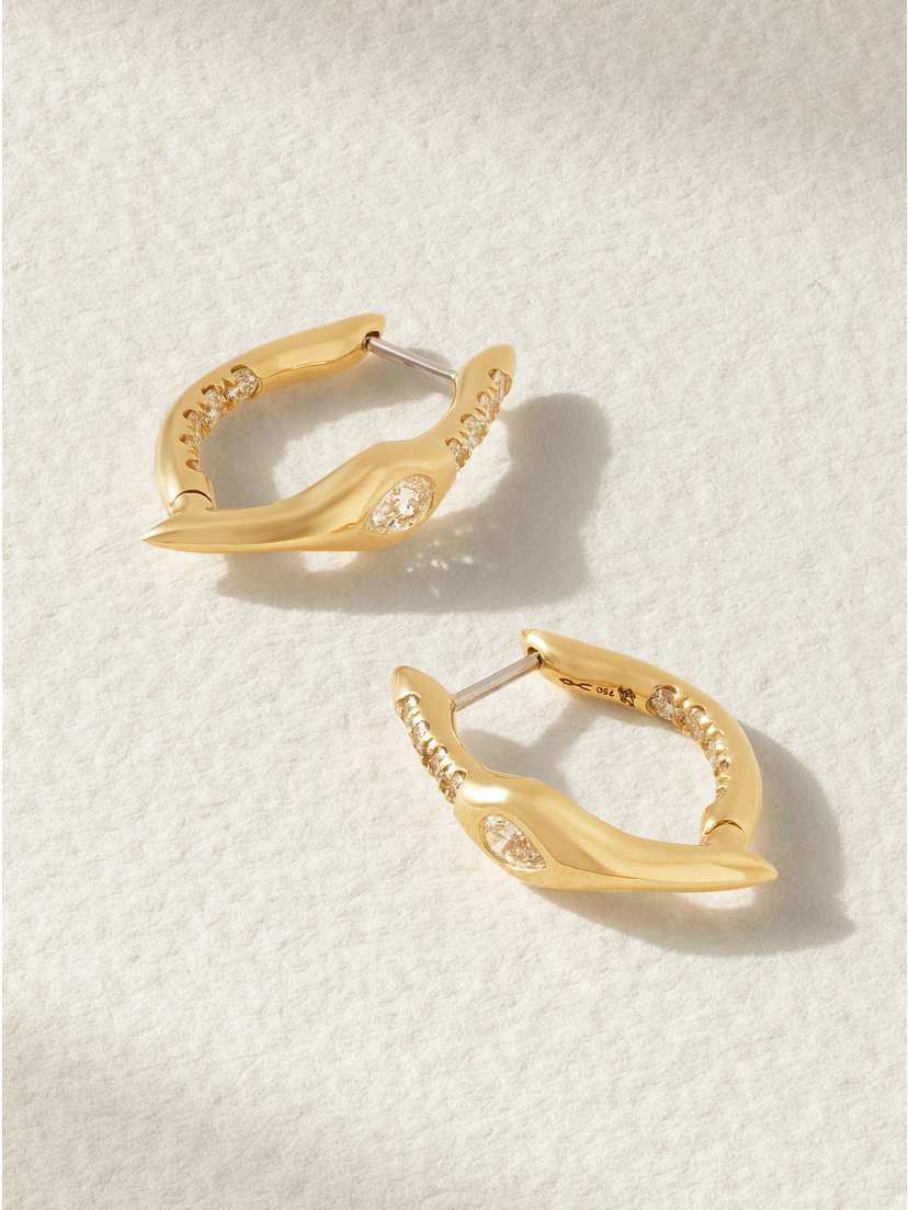 Uniform Object Mini Axle 18-karat Gold Diamond Earrings