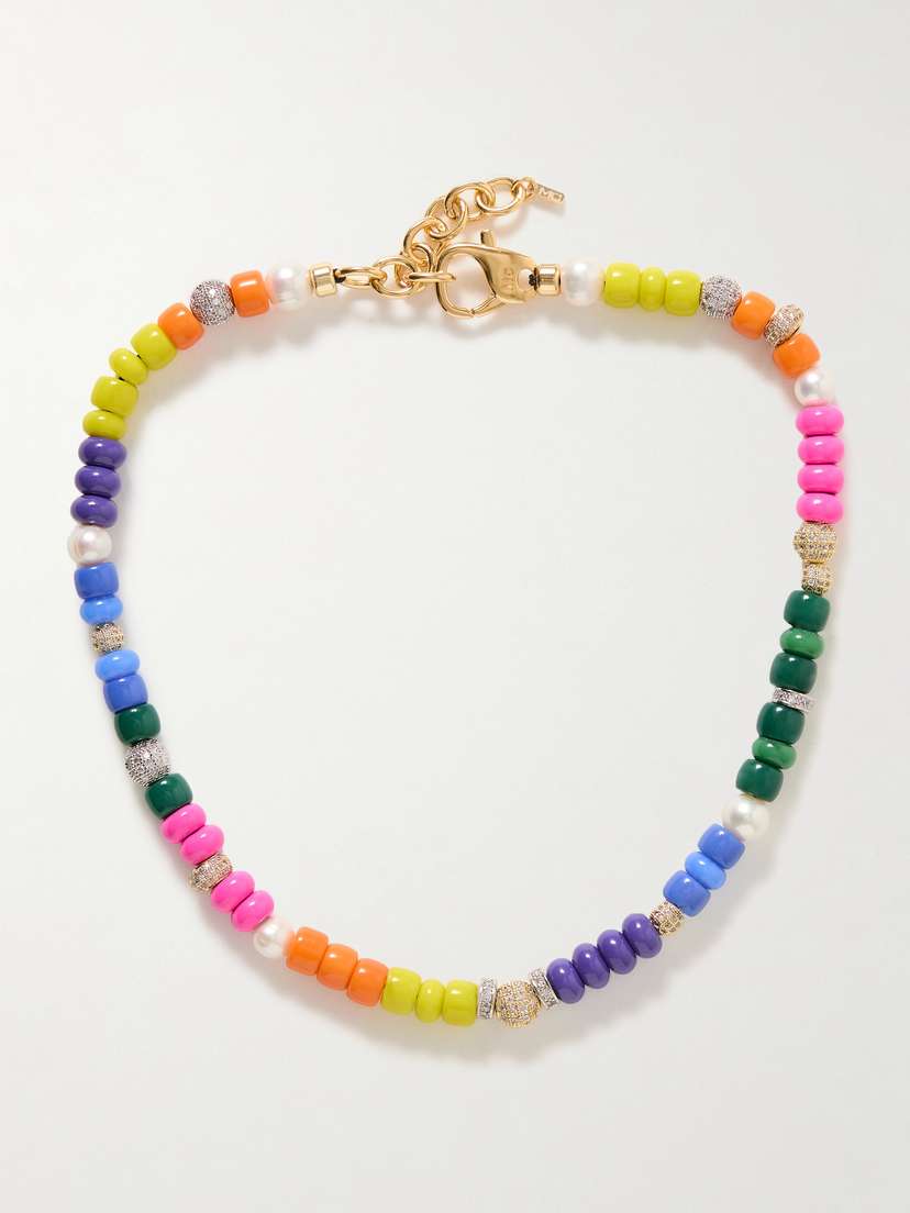 Martha Calvo Optimist Gold-plated, Pearl, Enamel And Crystal Necklace